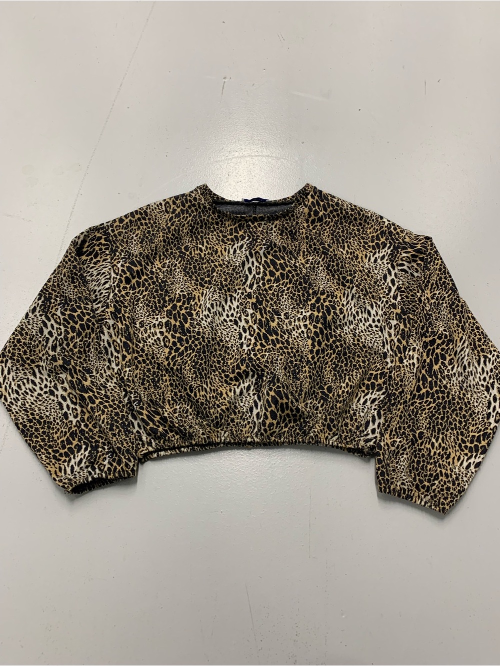 Zara Trafaluc Leopard Print Cropped Sweatshirt Sz L